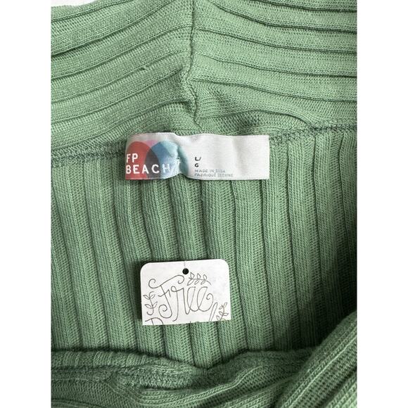 Free People FP Beach Green Slouchy Cowl Neck Long Sleeve Pullover Size Large - Picture 2 of 5